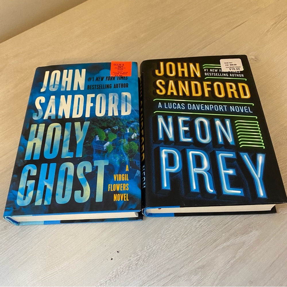 John Sandford 1st Ed Lot x2 HB Holy Ghost & Neon Prey Remainder Flowers Set